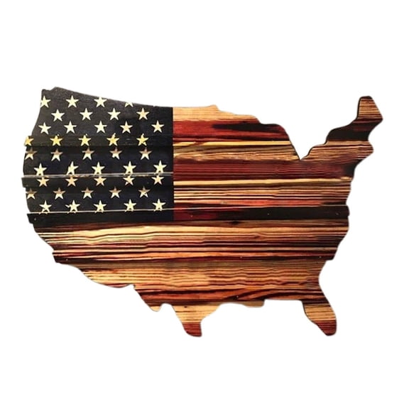 Handcrafted Wooden USA Map Wall Art with American Flag Design Rustic Patriotic Decor for Home or Office, 24x16 Inches