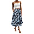 thumbnail image 1 of Yucgh Women's Bohemian Flower Midi Skirt with Pockets, Solid Color High Waisted Skirt, Casual Elastic Waist Skirt for Summer Wear,Royal Blue,2XL, 1 of 4