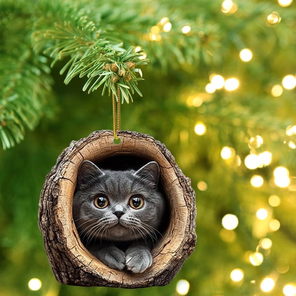 XMMSWDLA 2025 Forest Animal Christmas Ornaments - 2D Acrylic Tree Decorations with Animal Prints, Cute Hanging Christmas Tree Ornaments for Animal Lovers, Festive Gift for Home & Garden Parties