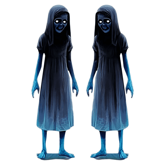 XMMSWDLA 2025 Halloween Ghost Statue Pair - Halloween Outdoor Decor,Scary Doll Figurine-Metal Garden Stakes for Outdoor Yard Deco