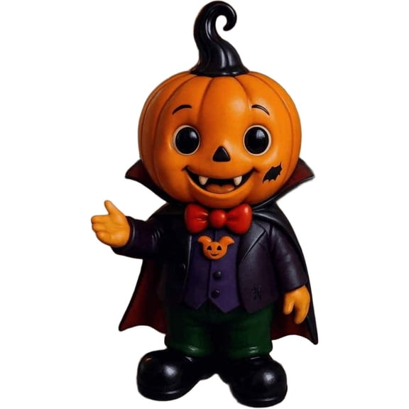 XMMSWDLA 2025 Halloween Pumpkin Vampire Figurine - 4.72" Hand-Painted Resin Table Decor for Fall Harvest & Gothic Home Decor Festivals and Tabletop Decorations