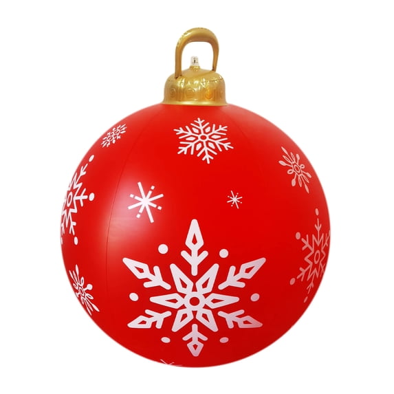 XMMSWDLA 24 Inch Giant Pvc Inflatable Christmas Decorated Ball Ornaments Outdoor Large Xmas Blow Ball Decorations for Outside Holiday Yard Lawn Porch Decor Christmas Ball Ornaments