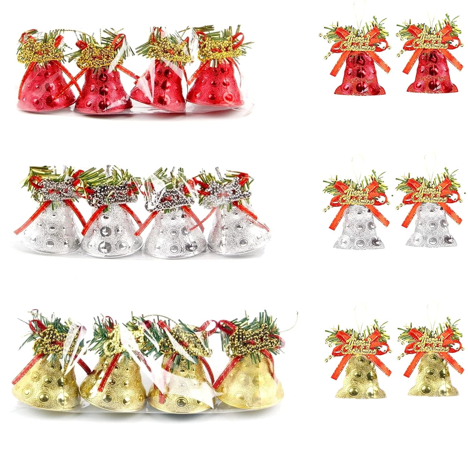 XMMSWDLA 4.5cm Bell Christmas Decoration Supplies Plastic Electroplated ...