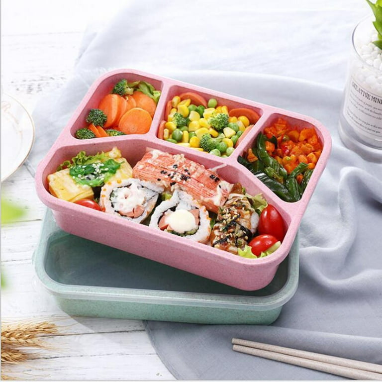 Xmmswdla 4 Compartment Silicone Bento Box Lunch Container for Kids and Adults - Microwave, Reusable,Dishwasher and Freezer Safe - Perfect for Work