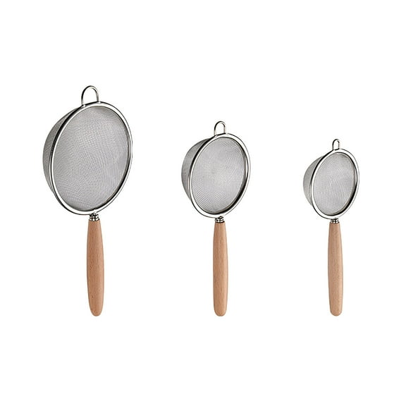 XMMSWDLA 4 inch 304 Stainless Steel Fine Mesh Strainers for Kitchen, Colander-Skimmer with Handle, Metal Sieve Sifters for Food, Rice, Oil, Noodles, Fruits, Vegetable, Tea Strainer