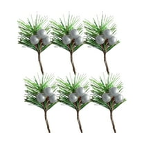XMMSWDLA 6PCS Artificial Pine Picks Christmas Simulation Pine Needle Small Berries Pinecones for Flower Arrangements Wreaths Wedding Garden Xmas Tree Decorations