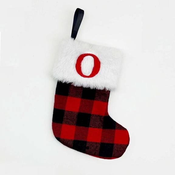 XMMSWDLA 7 Inches Grey with Red Super Soft Plush Christmas Stockings Personalized Embroidered Monogrammed Xmas Stocking Hanging Ornaments for Family Holiday Xmas Party Decorations O