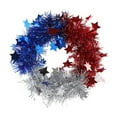 thumbnail image 1 of XMMSWDLA 9.8 inches American Flag Floral Wreath Patriotic Decorations Wreath Red White Blue Artificial Floral Twig Wreath 4th of July Independence Day Memorial Day Flag Day Hanging Decoration, 1 of 3