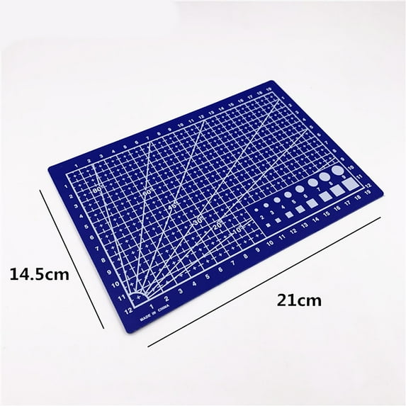 XMMSWDLA A5 Art Self Healing Pvc Cutting Mat Double Sided Gridded Rotary for Craft Fabric A5 Pvc Engraving Machine Cutting Pad Cardboard Carving Model Tool Blue