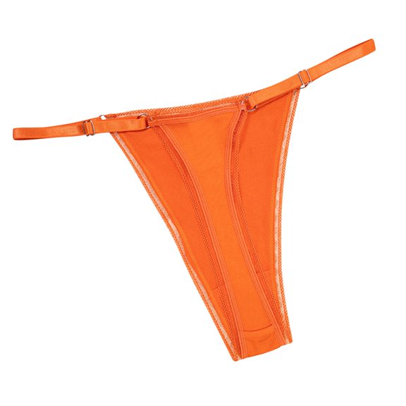 XMMSWDLA Adjustable G String Thongs for Women Underwear Low Rise Womens Thong Cotton Panties for Ladies Orange S Bikini Thongs