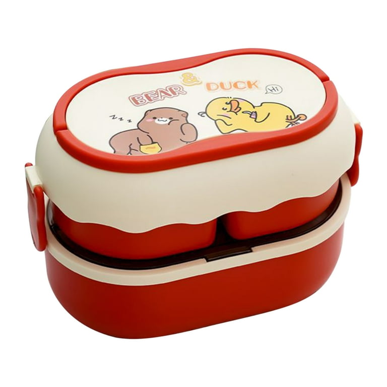 XMMSWDLA Aesthetic Lunch Box Red Lunch Boxdouble Plastic Children'S Lunch  Box Large Capacity Student Lunch Box Microwave Oven Adult Lunch Box Wave