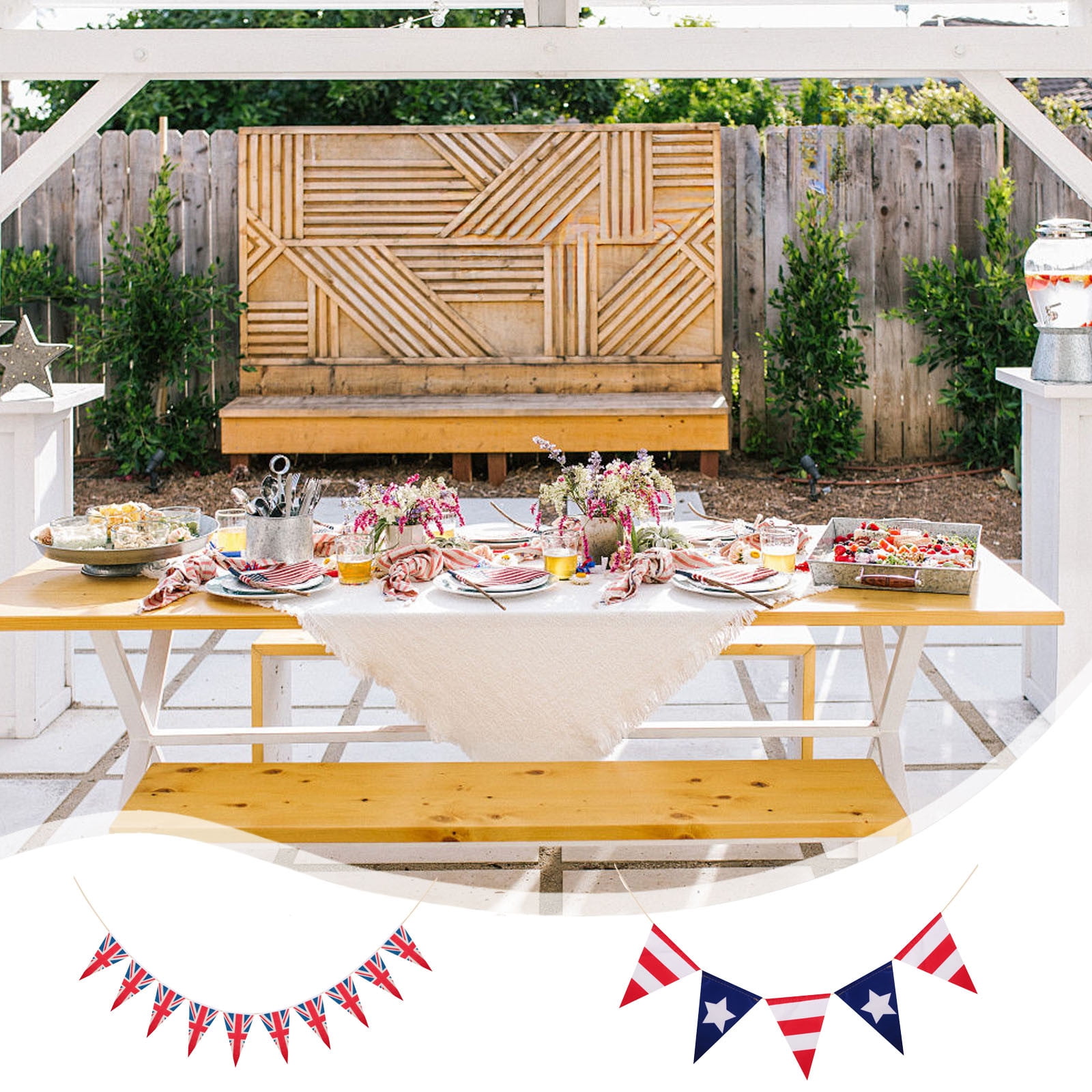 A Festive Clipart Image Featuring American Flags And Stars Arranged In A Bunting Style. - Free - Foto 8