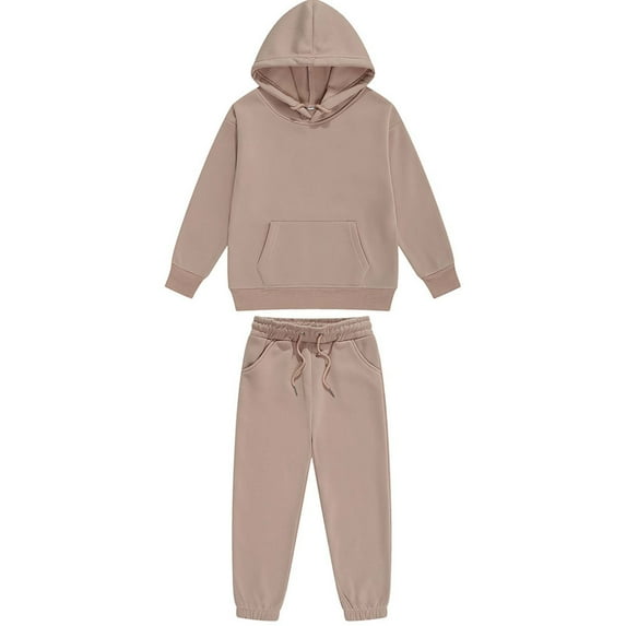XMMSWDLA Animal-Themed Kids Sets 2pcs Sweatsuit Hooded Pullover Tracksuit Kids Boys Girls Sweatshirt + Pants Outfits Set Khaki Trendy Kids Fashion Sets