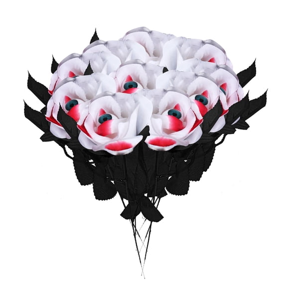 XMMSWDLA Artificial Halloween Glitter Flowers, Devil's Blood Streak Eyes Sprays Artificial Eyeball Stems for Halloween Home Decoration Table Centerpiece, Halloween Party, Wreath Decoration