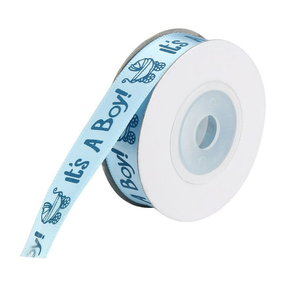 XMMSWDLA Baby Blue Ribbon for Baby Shower Its Assorted Foot Print Elephant Satin Ribbon for Gift Wrapping Crafts Diaper Cake Baby Shower Birthday 10 Yards