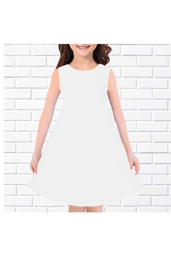 Baby Clothes Girl's Summer Casual Loose Tank Swing Midi Cute Shift Dress for 4-14T Kids White Flower Girl Dress