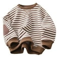thumbnail image 1 of XMMSWDLA Baby Girl Clothes Girls Drop Shoulder Striped Long Sleeve Sweatshirt Brown Girls Sweatshirt, 1 of 3