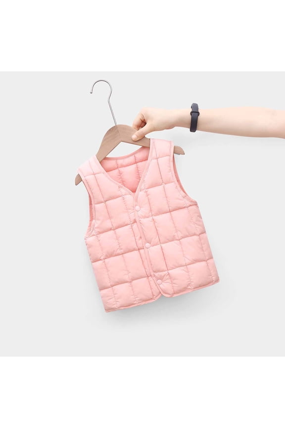 Baby Outerwear Infant Baby Boys Girls Autumn Winter Button Cardigan Vest Down Cotton Vest Inner And Outer Wear Coat Tops Outwear Lamb Fleece Vest Double-sided