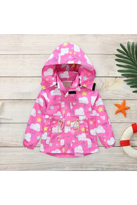 Baby Outerwear Toddler Baby Boys Girls Fashion Cute Cartoon Windproof Jacket Detachable Hooded Coat Clouds Pattern