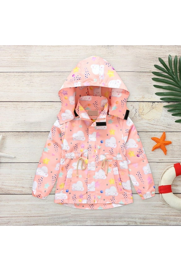 Baby Outerwear Toddler Baby Boys Girls Fashion Cute Cartoon Windproof Jacket Detachable Hooded Coat Clouds Pattern