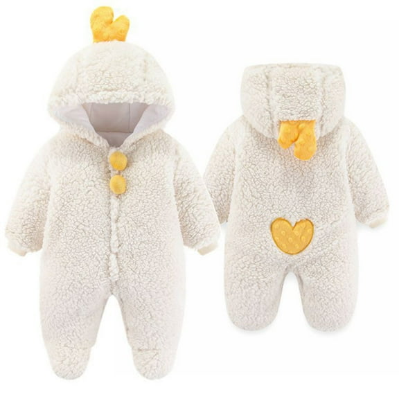 XMMSWDLA Baby Outerwear Toddler Baby Girls Boys Fleece Footie Snowsuit Winter Cartoon Warm Hooded Clothes Outfits