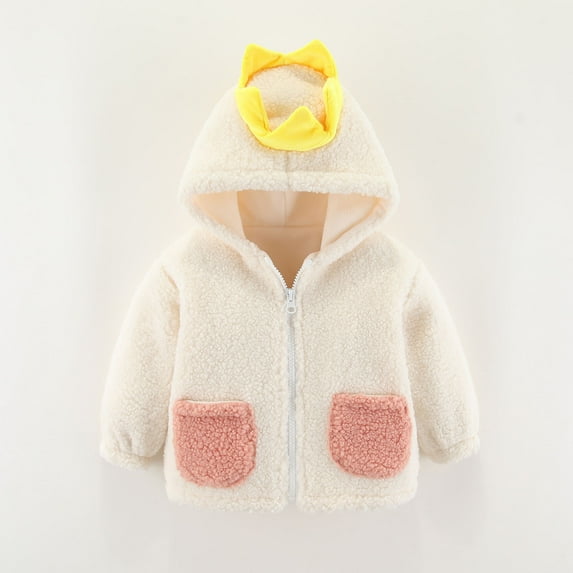 XMMSWDLA Baby Outerwear born Infant Baby Boys Girls Solid Color Plush Cute t Winter Hoodie Coat Jacket Outfit Plush Cute Bear Ears
