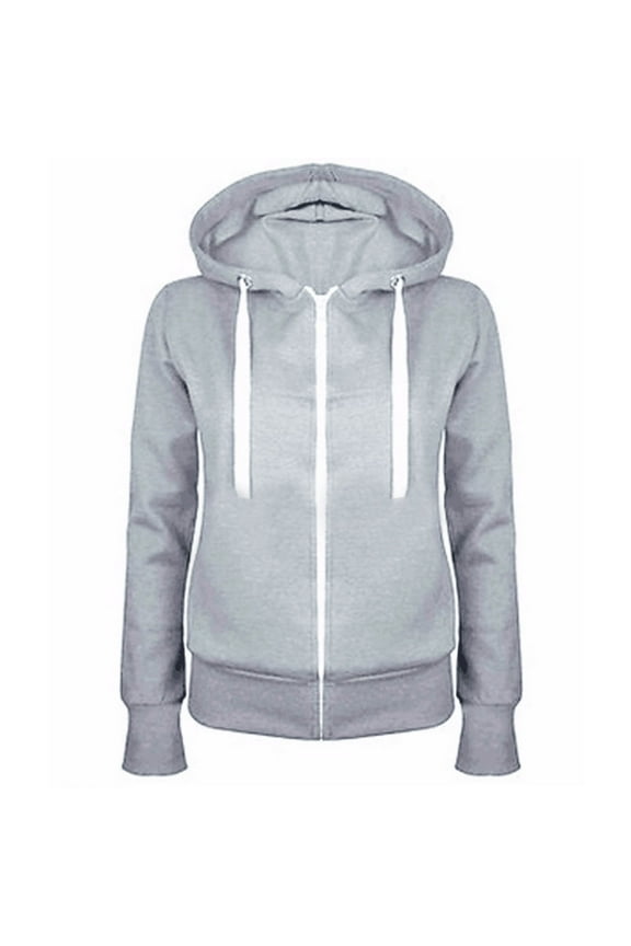 Basic Lightweight Zip-Up Hoodie Long Sleeve Thin Jacket for Women with Plus Size Fall Sweatshirt Fall Sweatshirt Gray S