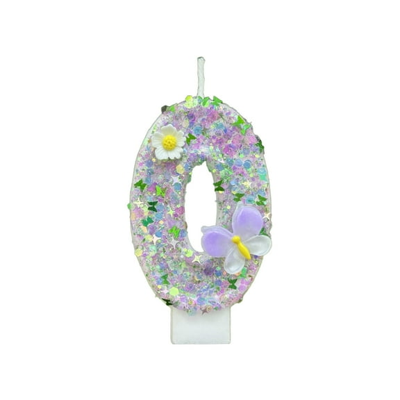 XMMSWDLA Birthday Number Candles Butterfly Birthday Candles for Cake Glitter Number Candle Cake Topper with Sequins for Girls and Women Anniversary Celebrations Supplies