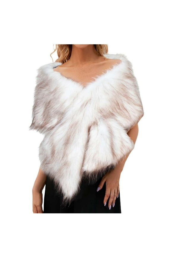 Bridal Faux Fur Shawl White Fur Coat Women Faux Fur Wrap for Evening Dresses Luxury Fur Cape for Wedding Evening Party White Wedding Shawl