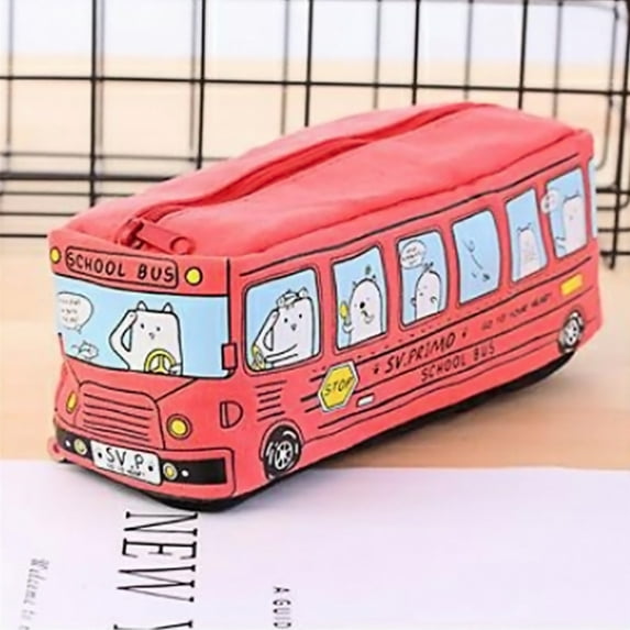 XMMSWDLA Bus Car Large Pencil Cases, Big Pencil Case & , Small Storage Box Toddlers (Red Car)