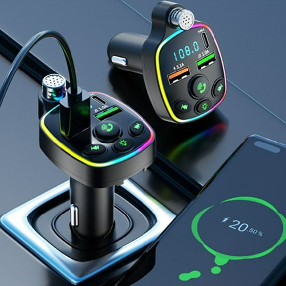 XMMSWDLA Car Bluetooth 5.0 Wireless Handsfree Car Transmitter Receiver Radio MP3 Adapter Player
