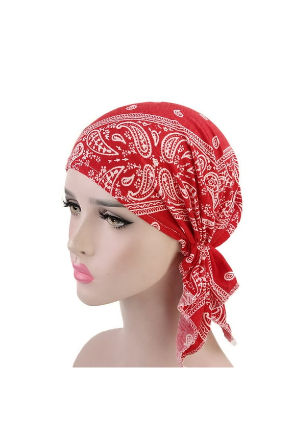 Chemo Head Scarf Beanie Covers Cap Head Scarves Sleep Turban Hat Women Bandana with Stretch Print Ruffle Winter Hats
