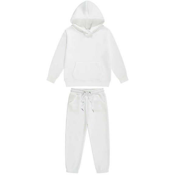XMMSWDLA Children’s Casual Wear Set Girls Boys 2 Piece Outfits Pants Set Hoodies Sweatshirt and Jogger Sweatpants White Kids Sportswear Sets