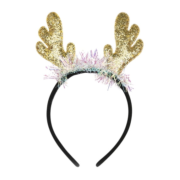 XMMSWDLA Christmas Headband,Antlers Headband with Flowers Redberry Xmas Party Headpiece for Girls Woman Kids Christmas Headband Gold