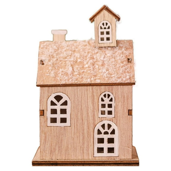 XMMSWDLA Christmas Luminous Wooden House Christmas Ornaments Decoration Led Light Diy Wood Chalet for Christmas Tree Window Kid Bedroom Decorations Christmas Gifts for Kids B