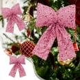 thumbnail image 1 of XMMSWDLA Christmas Tree Ornaments,Glitter Sequin Christmas Bow Decorations - Velvet Wreath Pendants for Tree & Window, Large Gold-Edge Bow Topper for Indoor/Outdoor Xmas Party Decor, 1 of 5