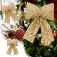 thumbnail image 1 of XMMSWDLA Christmas Tree Ornaments,Glitter Sequin Christmas Bow Decorations - Velvet Wreath Pendants for Tree & Window, Large Gold-Edge Bow Topper for Indoor/Outdoor Xmas Party Decor, 1 of 8