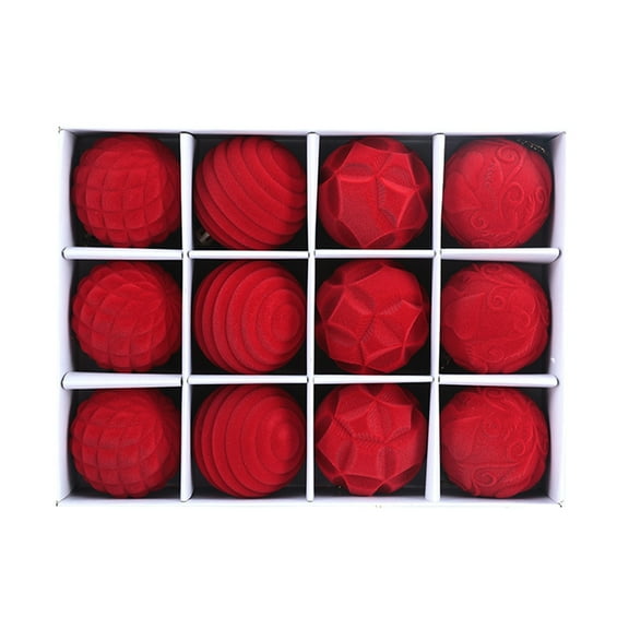 XMMSWDLA Christmas Tree Ornaments Velvet Balls - Pack of 12pcs Shatterproof Xmas Bulbs Decorations Set 2.36 inch