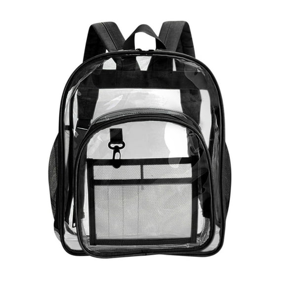 XMMSWDLA Clear Mini Backpack Waterproof Transparent Backpack for Work, Concert, Sport Event, Security Travel & Stadium (Black)