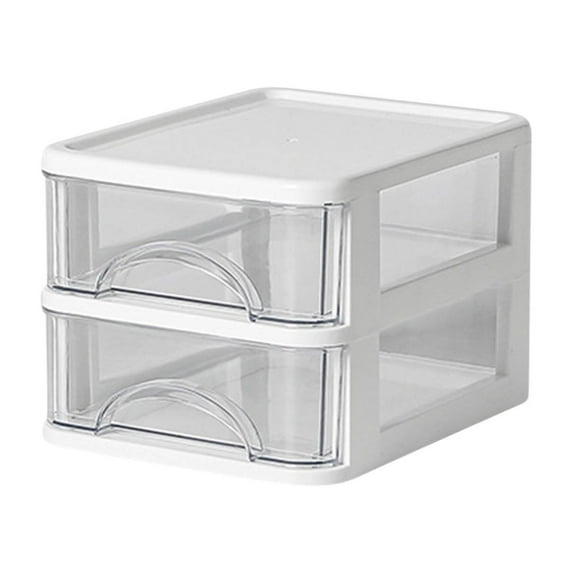 XMMSWDLA Clear Stackable Storage Containers with 2 Drawers Under Sink Storage Bins Case Box for Jewelry Hair Accessories Nail Polish Lipstick Make Up Marker Pen Medicine Craft Organizing