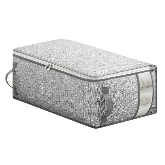 XMMSWDLA Clothes Storage Bag Large Capacity Organizer with Reinforced Handle Thick Fabric for Comforters, Blankets, Bedding, Foldable with Sturdy Zipper, Clear Window