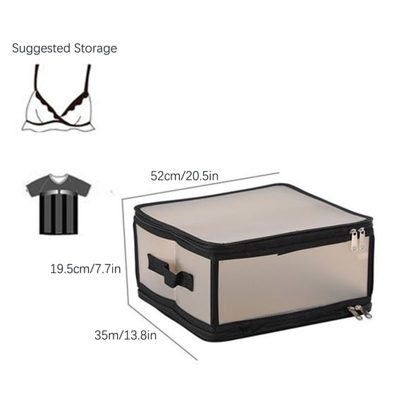 XMMSWDLA Clothes Storage Box Bins Foldable Organizer,Sturdy Handles with Metal Frame for Clothing Bedding Shelves,Closet Container Clear Window Zipper and Holder folding Storage Cubes