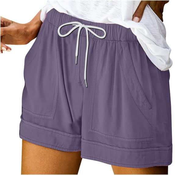 XMMSWDLA Comfy Cotton Sweat Shorts for Women Casual Summer Drawstring Gym Shorts Workout Shorts with Pockets Brown Bicycle Shorts for Women