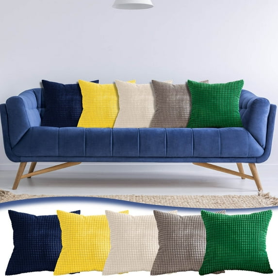 XMMSWDLA Comfy Throw Pillow Covers Cases for Couch Sofa Bed Decoration Comfortable Supersoft Corduroy Corn Striped Both Sides 22x22 inch