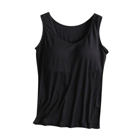 XMMSWDLA Cotton Shelf Bra Camisoles Strap Tank Tops Basic Layer Cami Black Cute Tank Tops Women