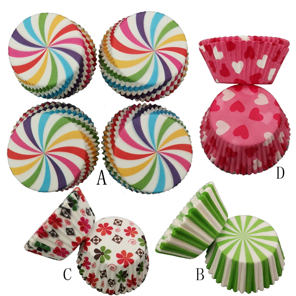 XMMSWDLA Cupcake Cases, Cake Paper Cup Rainbow Baking Cups for Oven ...