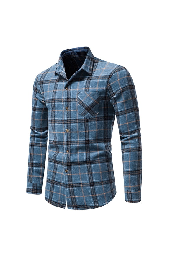 Mens Plus Top Autumn And Winter Plaid Shirt Thickened Warm en Flannel Shirt Coat Men's