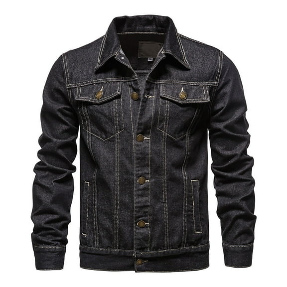 XMMSWDLA Mens Plus Top Casual Jacket Denim Outdoor Single-breasted Jacket Tooling Jacket