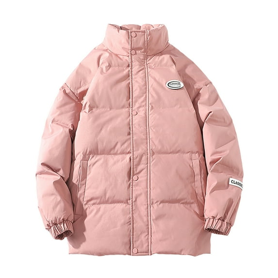 XMMSWDLA Mens Plus Top Cotton Winter Couple New Style Candy Color Stand-up Collar Warm Jacket