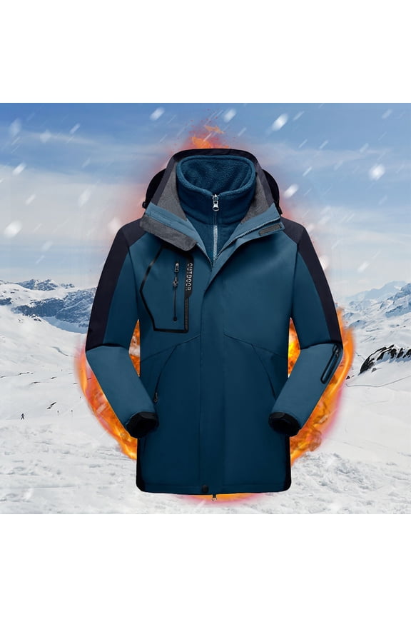 Mens Plus Top Hooded Zipper Thicken Windproof Waterproof Breathable Ski Suit Jacket Mountaineering Clothing Coats